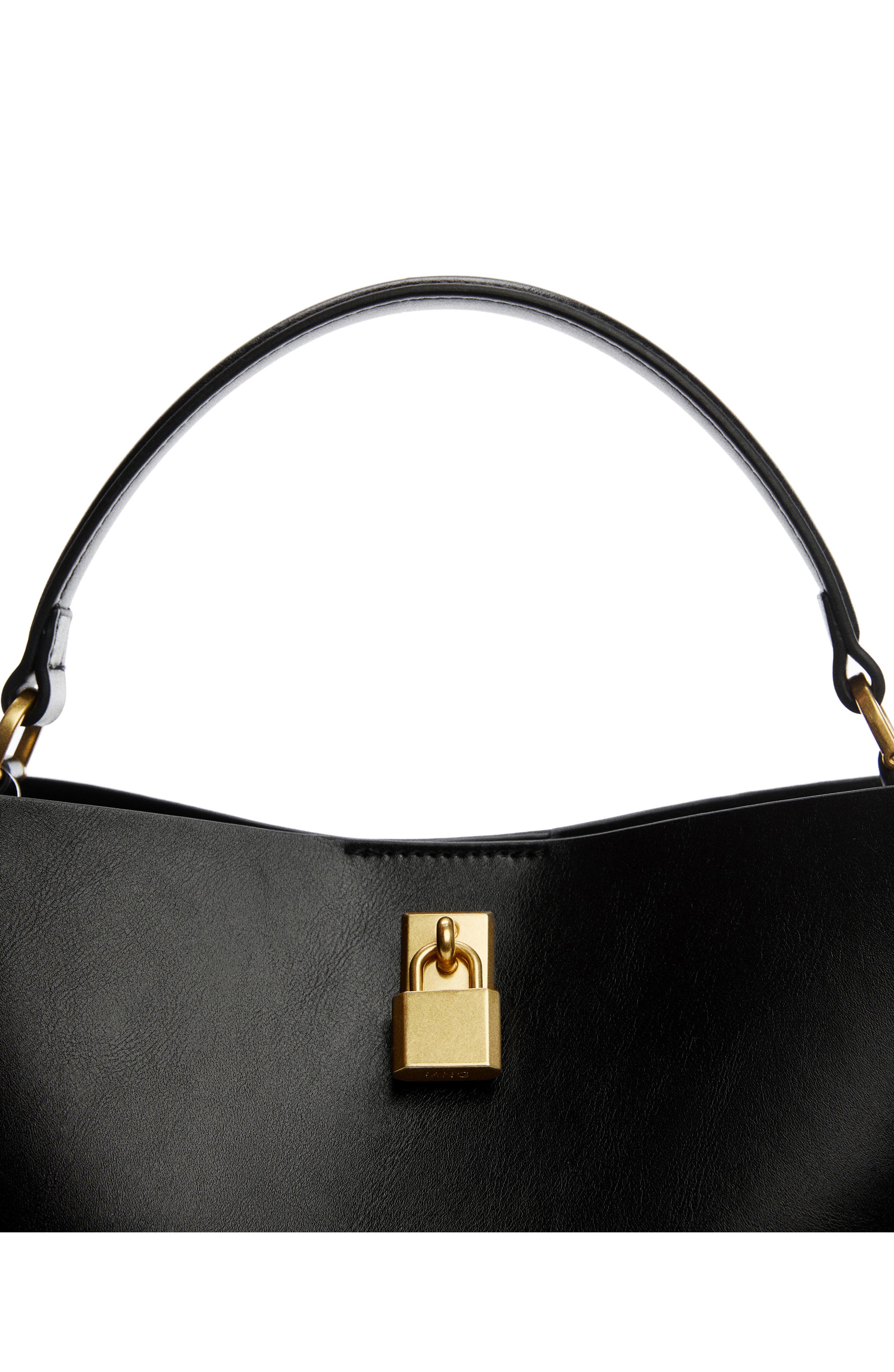 MANGO Padlock Faux Leather Shopper Bag, Alternate, color, 