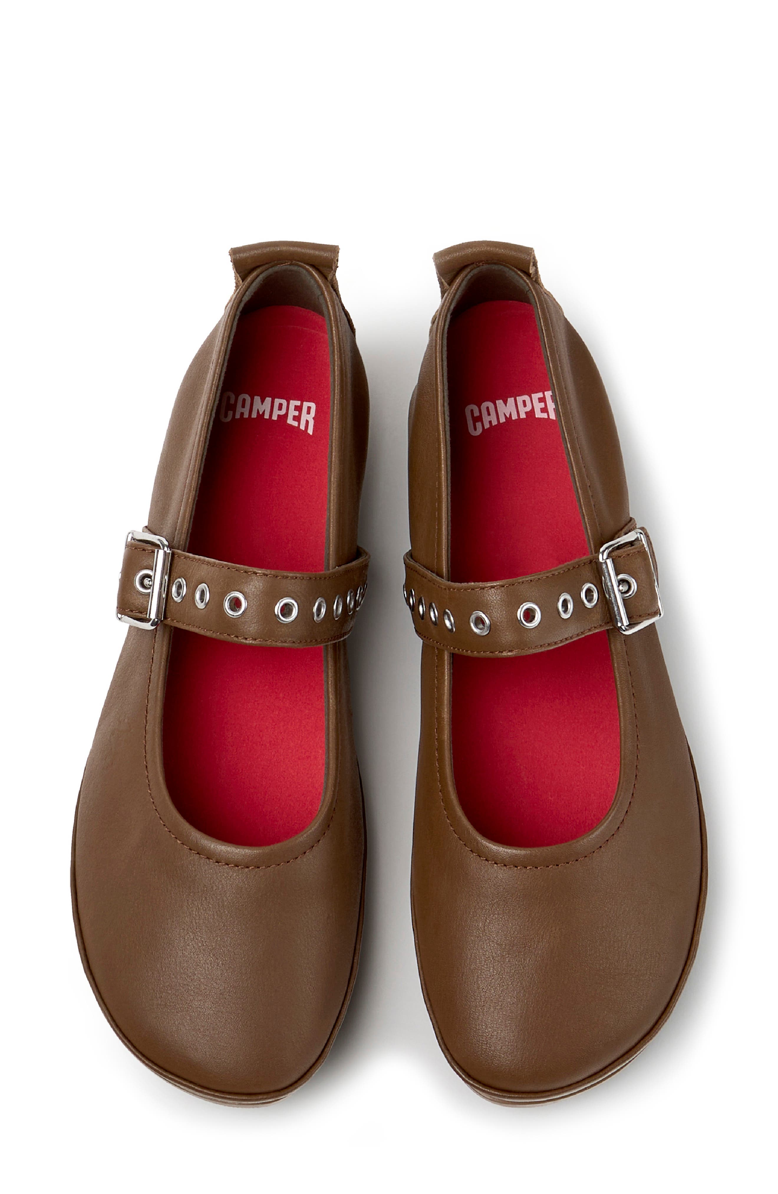 Right Nina Ballerina Flat, Alternate, color, MEDIUM BROWN