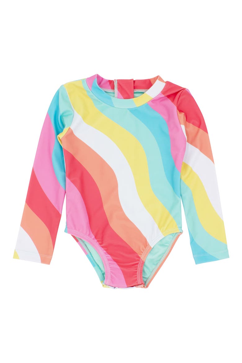 Wave Chaser One-Piece Rashguard Swimsuit, Main, color, MULTI