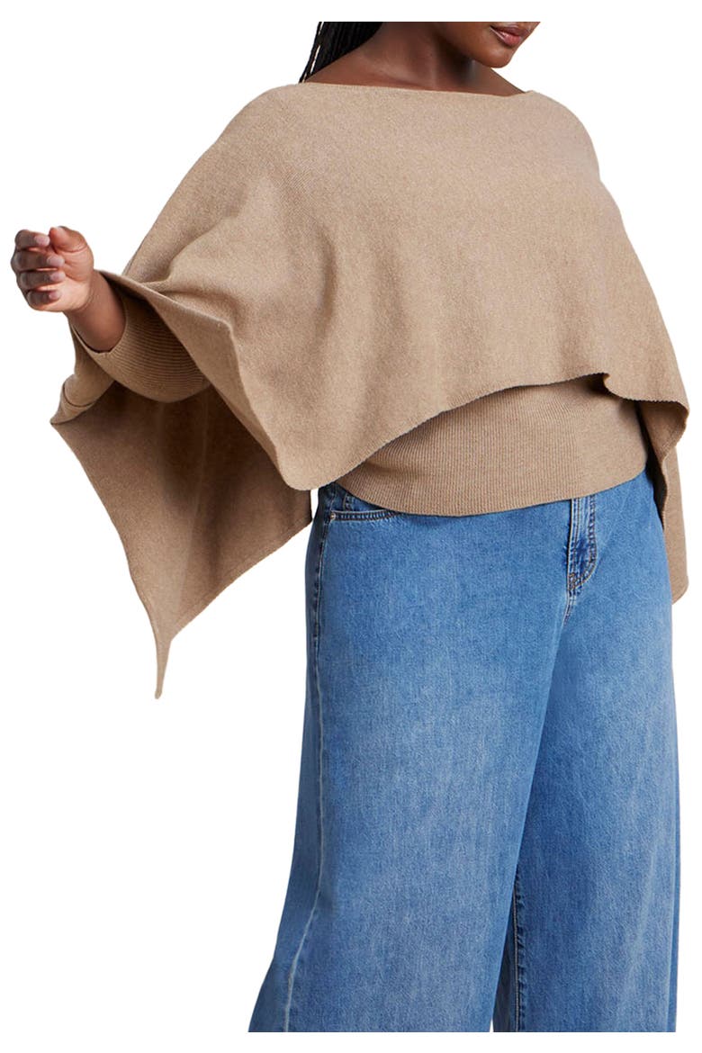 Layered Cape Sweater, Main, color, WARM CREAM