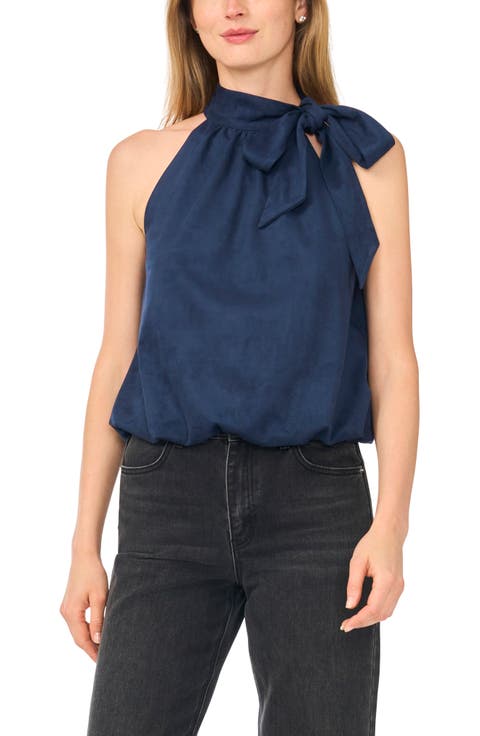 Faux Suede Halter Bubble Top