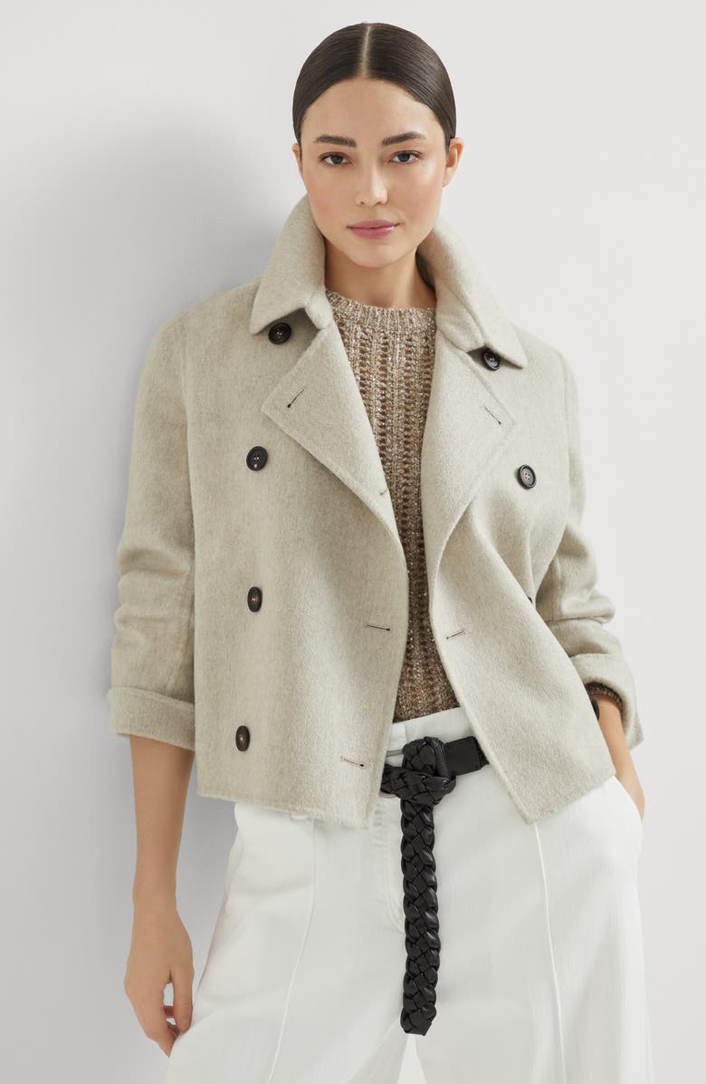 Brunello Cucinelli Hand-finished Caban jacket, Alternate, color, Cool Beige