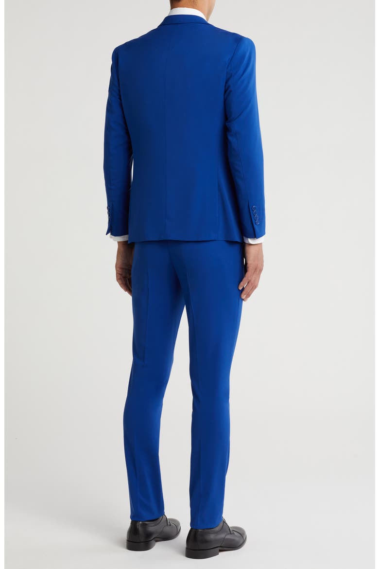 Skinny Fit Solid Stretch Three Piece Suit, Alternate, color, BLUE