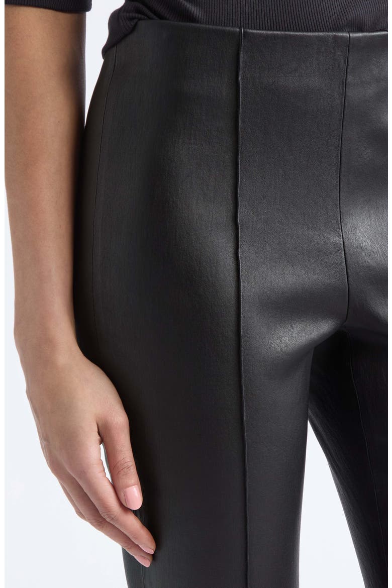 Crop Flare Leather Pants, Alternate, color, BLACK