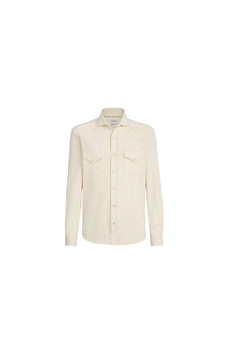 Cotton piqué Western shirt, Alternate, color, Ginger