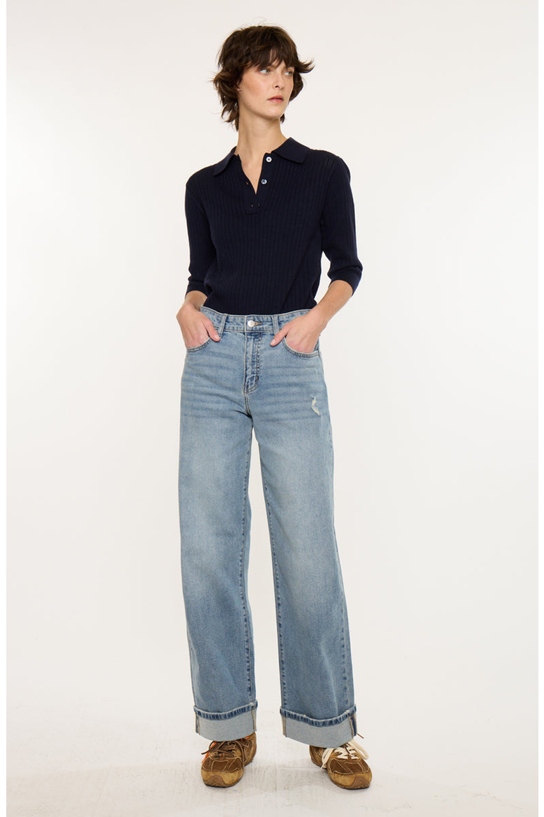 Bellen Essentials High Rise Wide Jeans, Alternate, color, Medium Wash