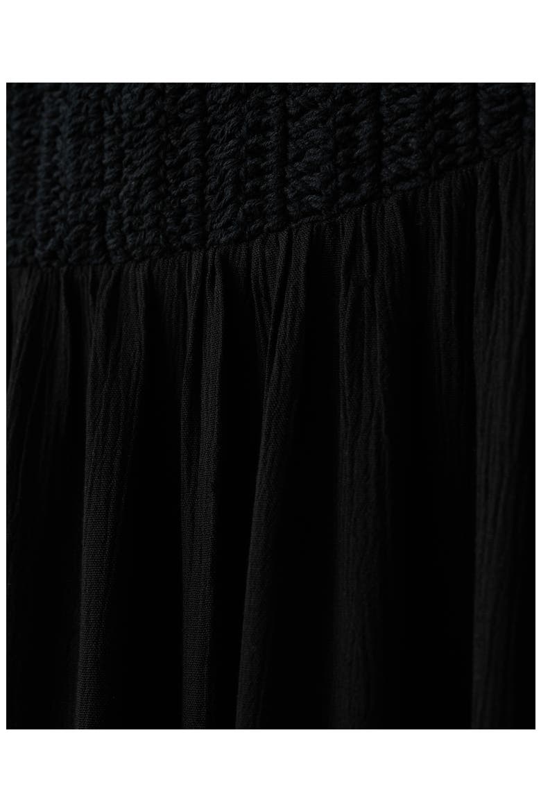 Cotton Crochet Overlay Bodice Maxi Sundress, Alternate, color, BLACK