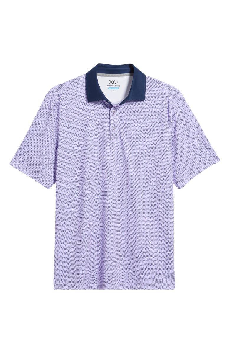 Johnston & Murphy XC4<sup>®</sup> + Cool Degree<sup>™</sup> Geo Print Performance Golf Polo, Alternate, color, Purple/Navy