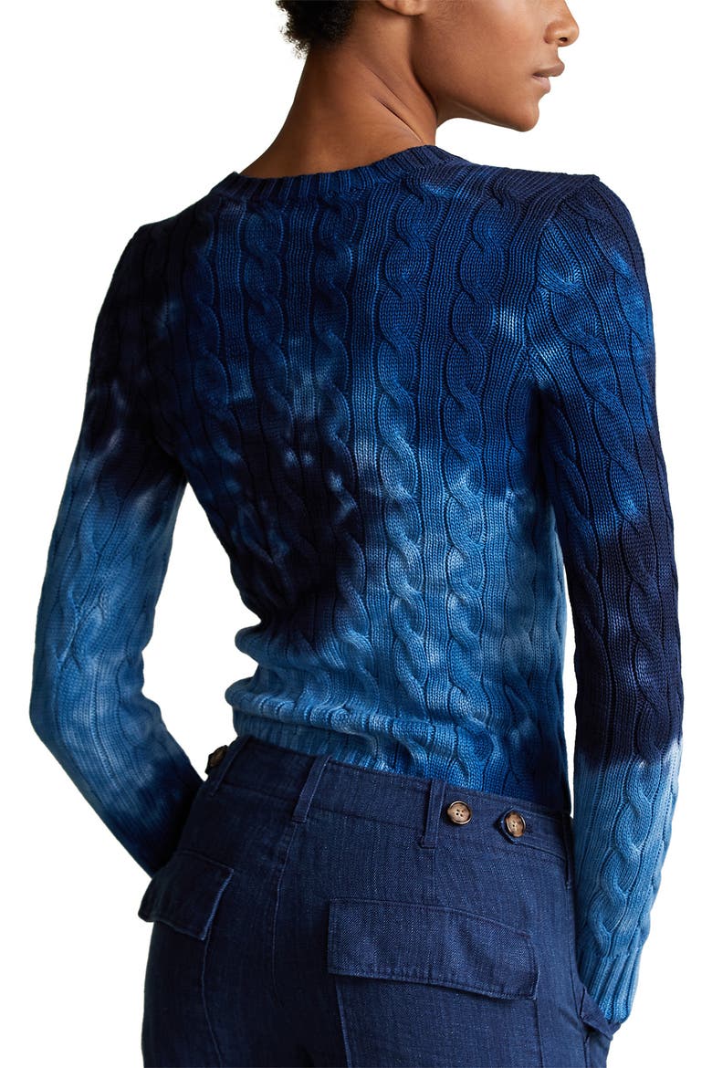 Tie Dye Cable Knit Sweater, Alternate, color, BLUE MULTI