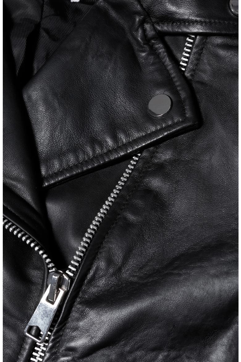 Leather Biker Jacket, Alternate, color, BLACK