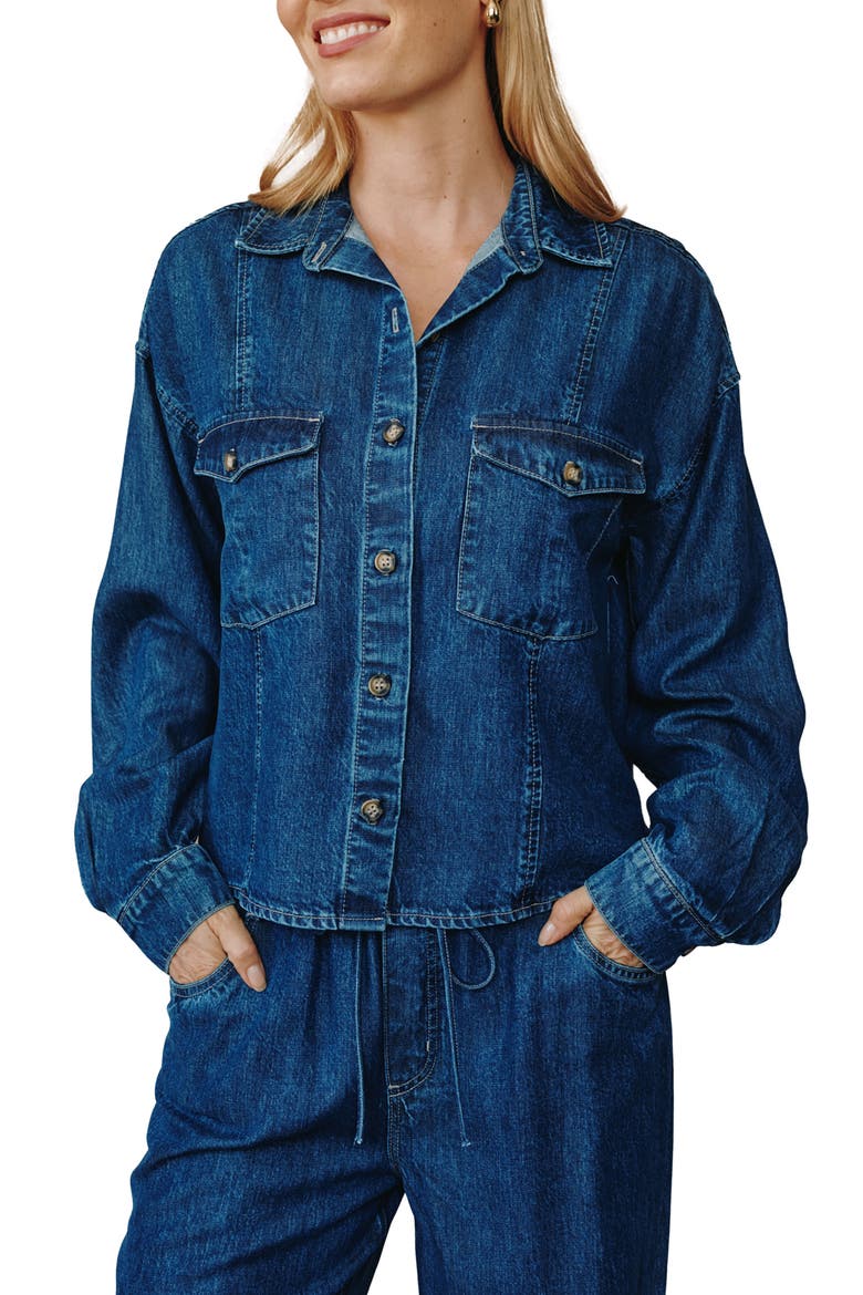 Denim Shacket, Main, color, DEEP BLUE RINSE