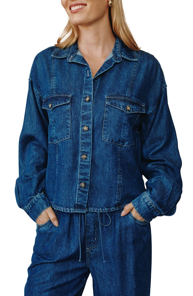 Bella Dahl Denim Shacket, Main, color, Deep Blue Rinse