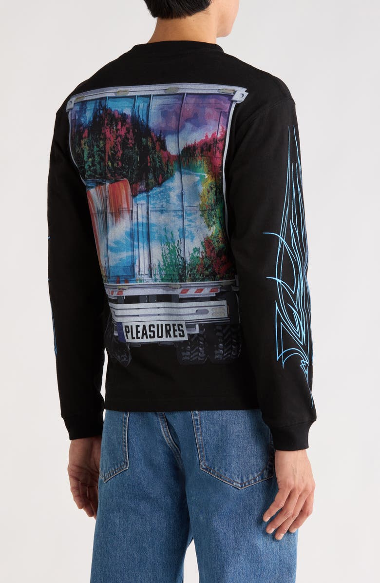 PLEASURES Semi Heavyweight Long Sleeve Graphic T-Shirt, Alternate, color, Black