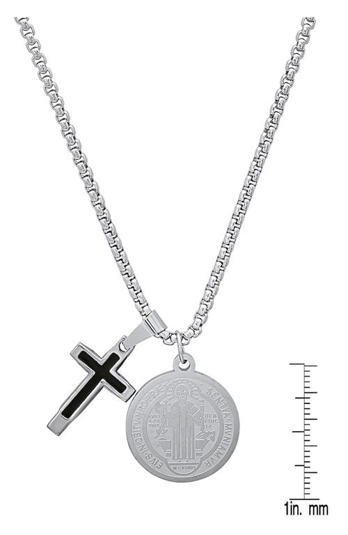 Hmy Jewelry Cross & Coin Pendant Necklace In Multi