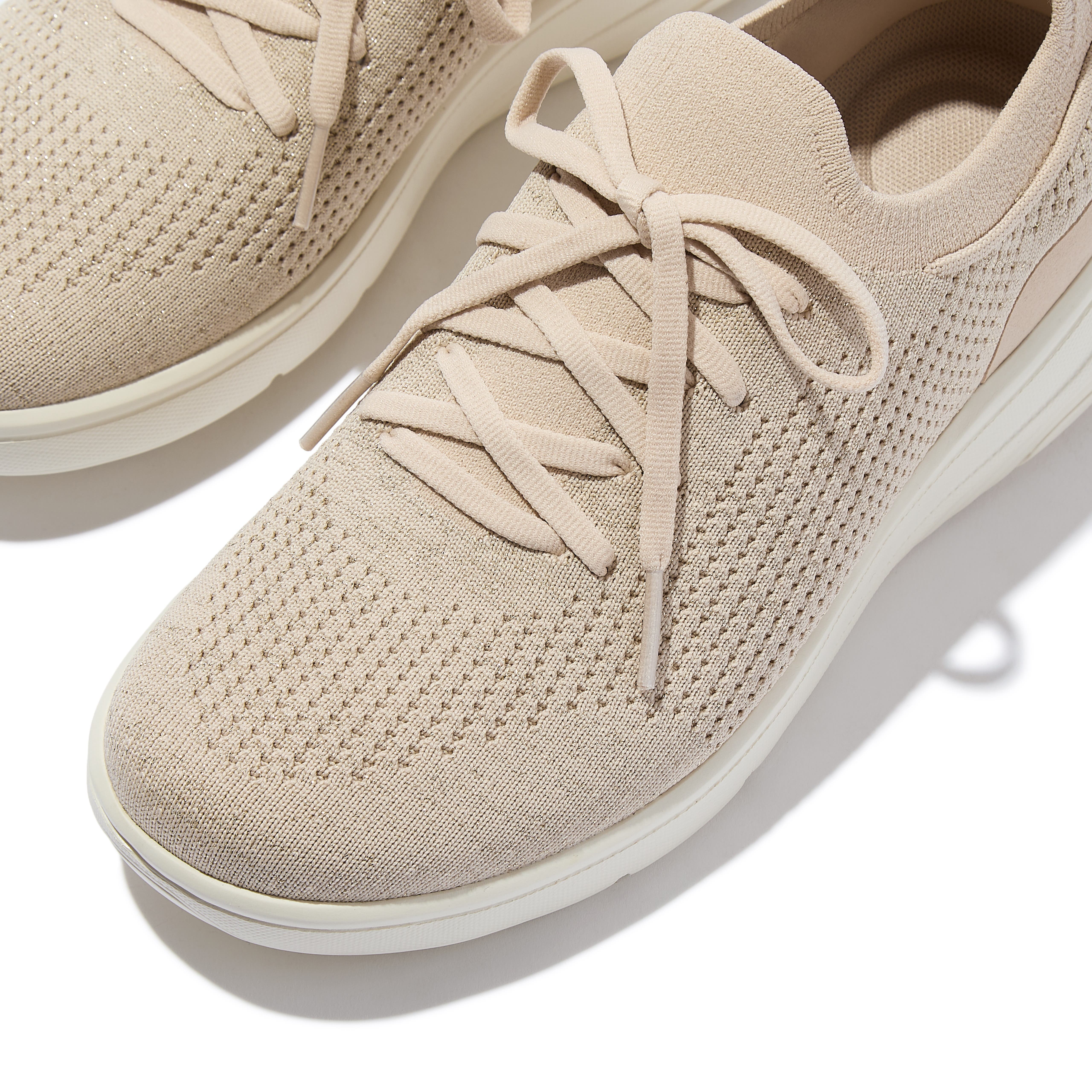 Super-Q Knit Slip-On Laced Sneakers, Alternate, color, Stone Beige/Platino