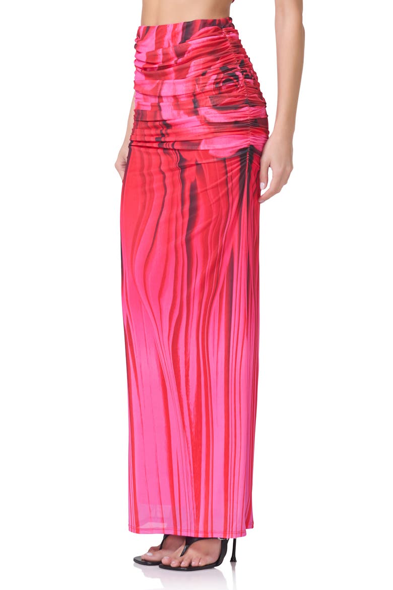 Bevin Print Ruched Powermesh Maxi Skirt, Alternate, color, ORGANIC ROSE