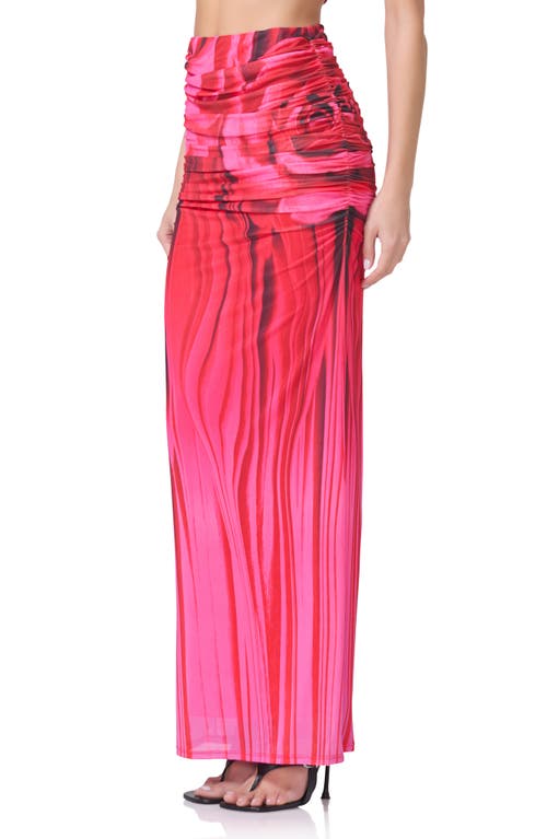 AFRM AFRM BEVIN PRINT RUCHED POWERMESH MAXI SKIRT 