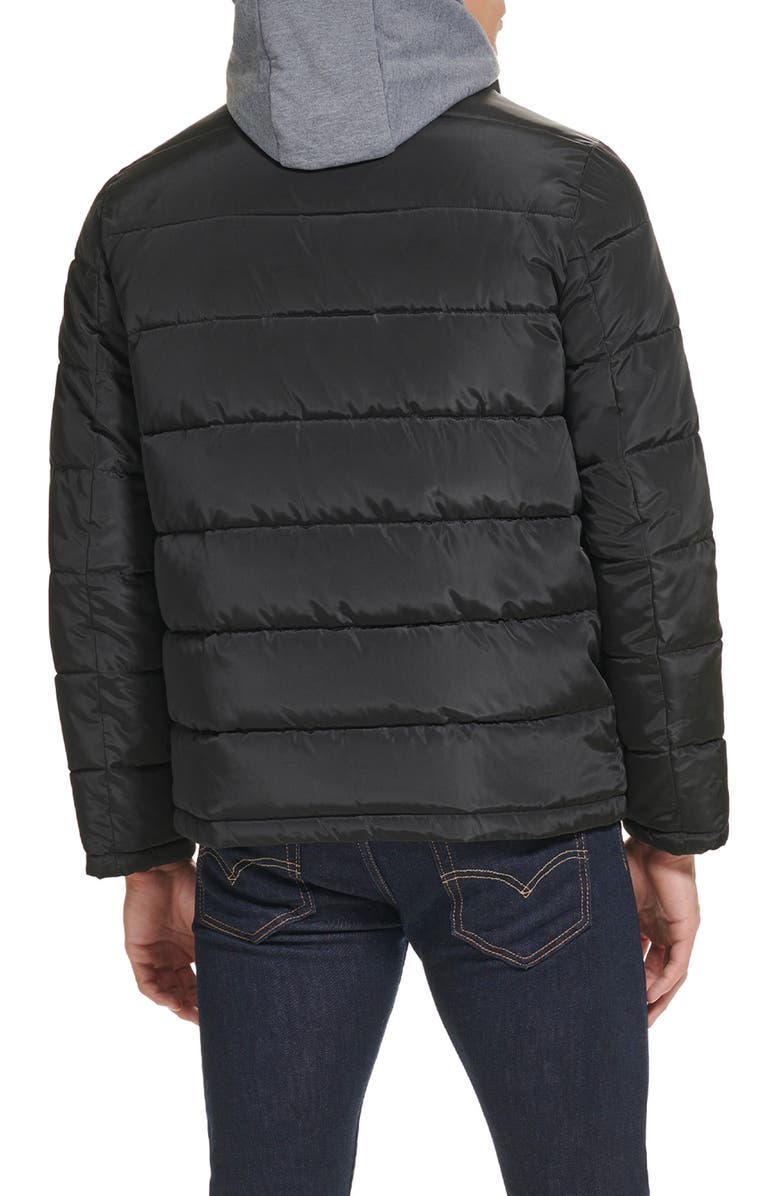 Kenneth Cole New York Hooded Faux Layer Puffer Jacket, Alternate, color, 