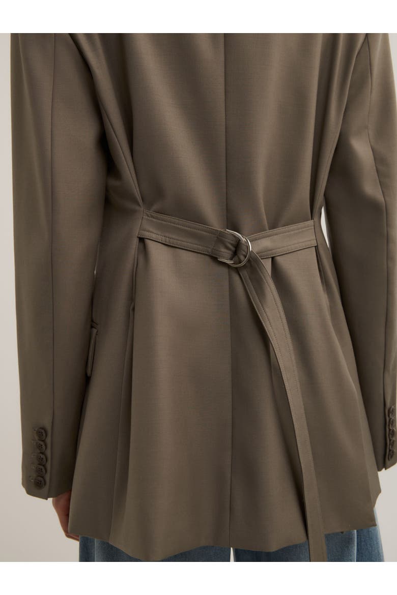 Tab Detail Longline Blazer, Alternate, color, Khaki