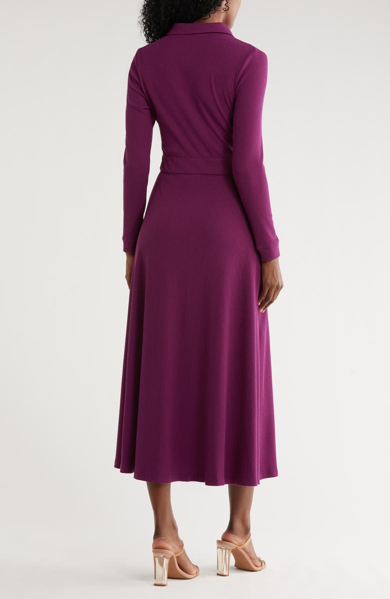 AREA STARS Raya Long Sleeve Rib Midi Dress, Alternate, color, Purple