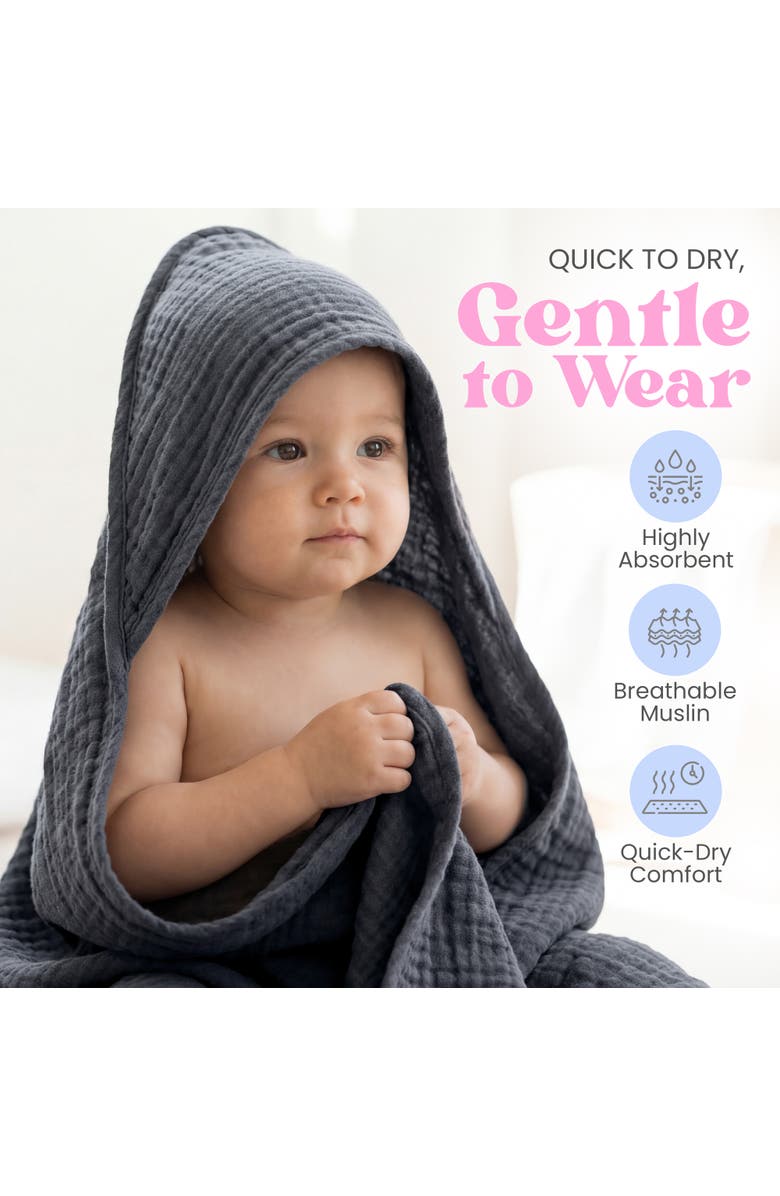 Mère & Moi Muslin Hooded Baby Bath Towel, Alternate, color, Multicolored