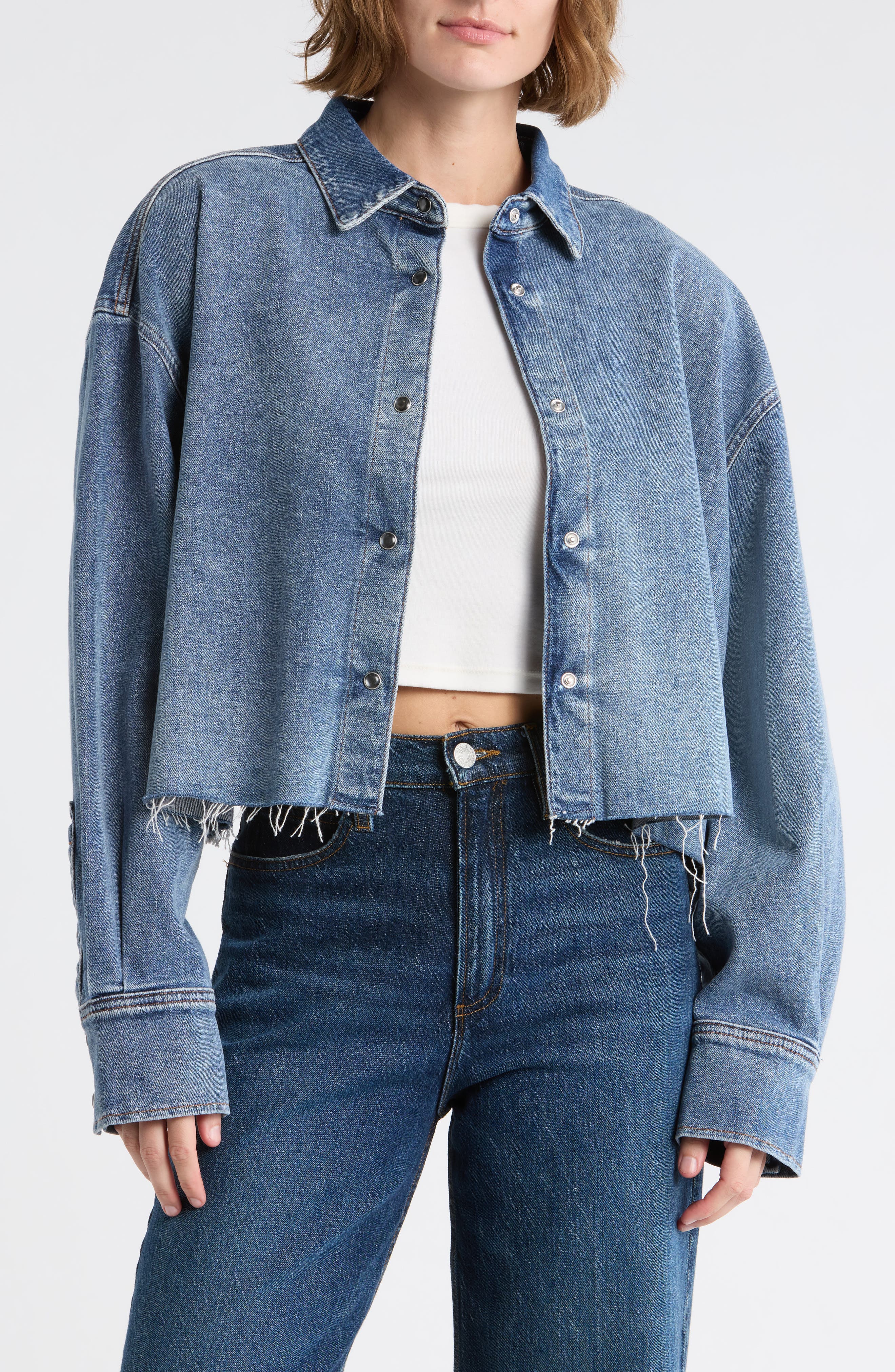 7 For All Mankind Cropped Denim Shirt