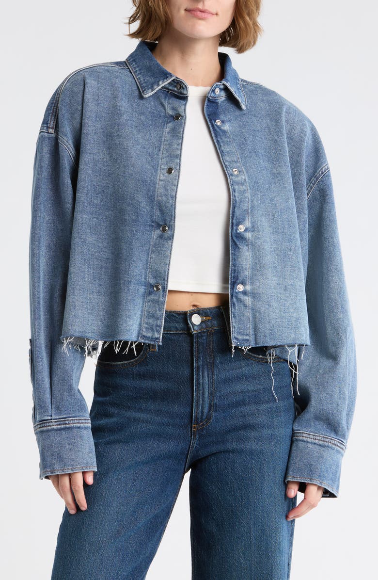 7 For All Mankind Cropped Denim Shirt, Main, color, Lorton