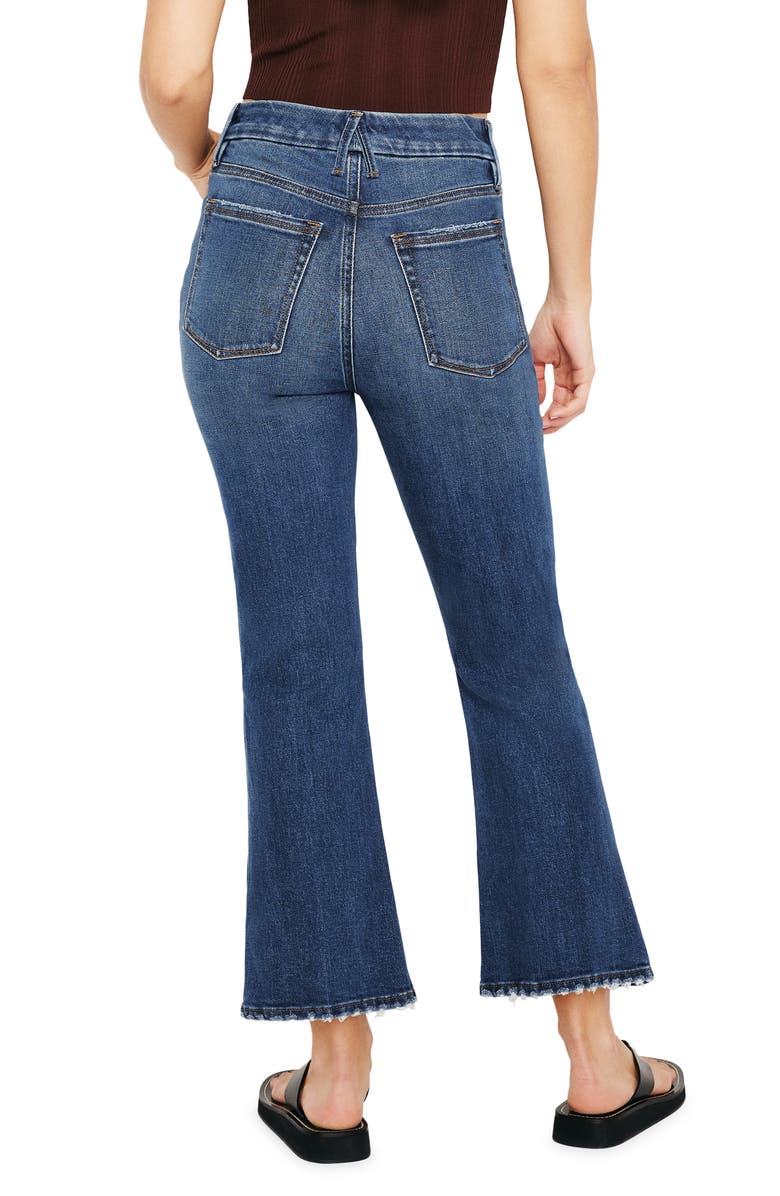Good American Good Legs Distressed Crop Flare Jeans, Alternate, color, Indigo590