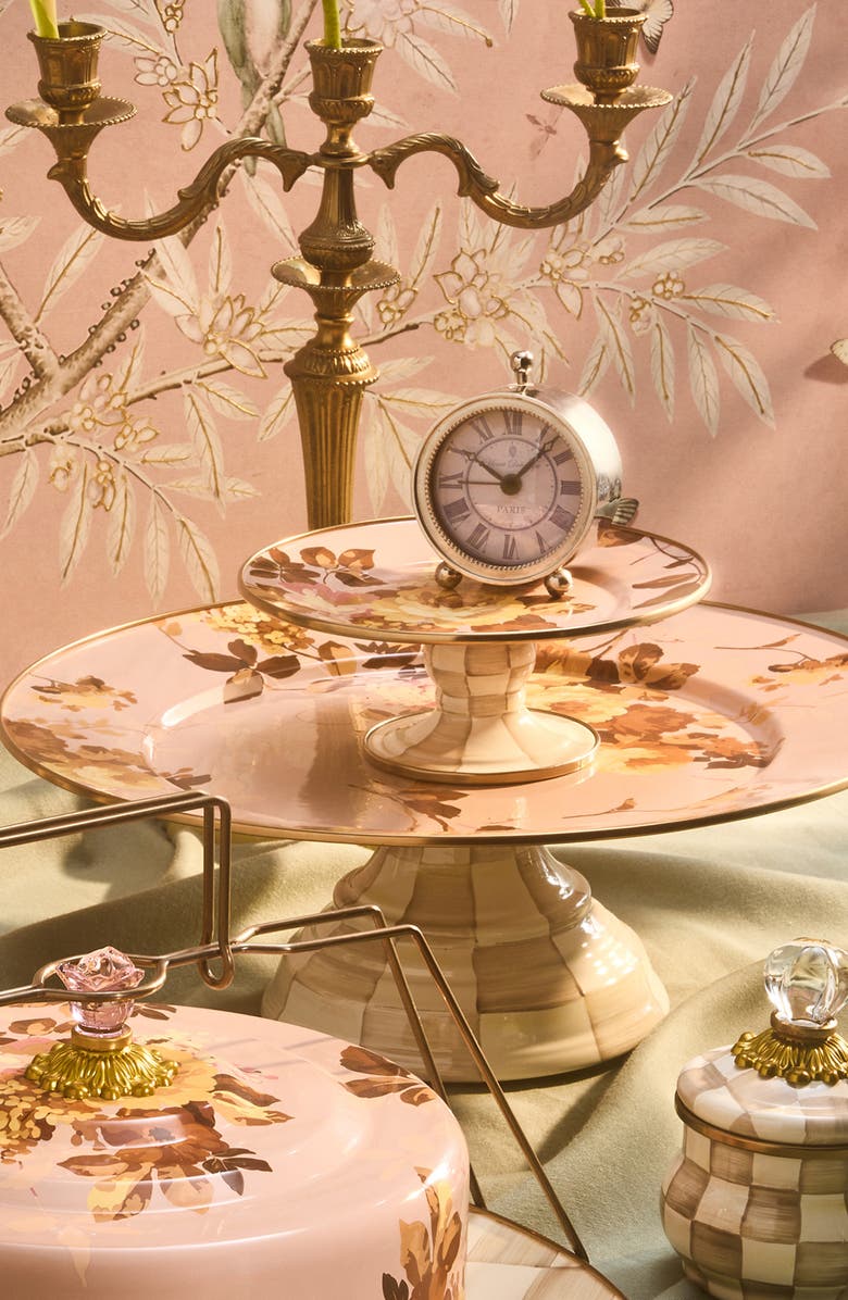 MACKENZIE CHILDS Wild Rose Mauve Mini Pedestal Platter, Alternate, color, Mauve