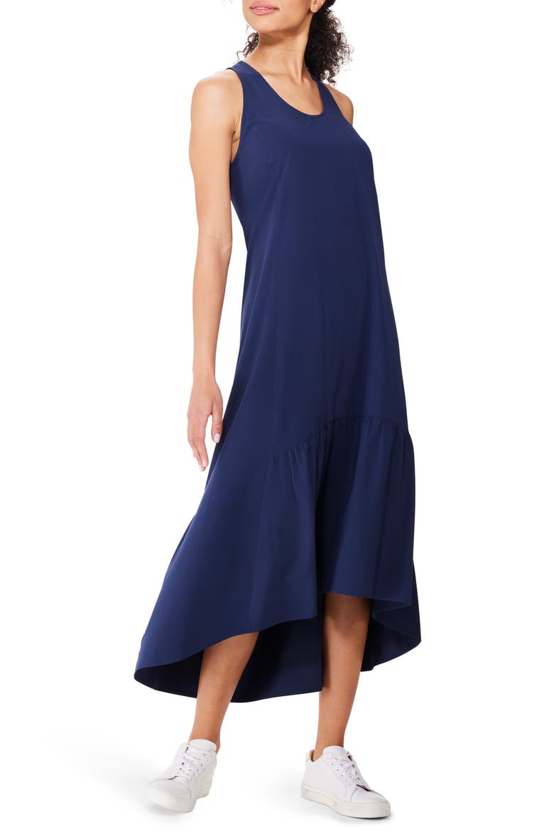 Tech Stretch High-Low Maxi Dress, Main, color, INK
