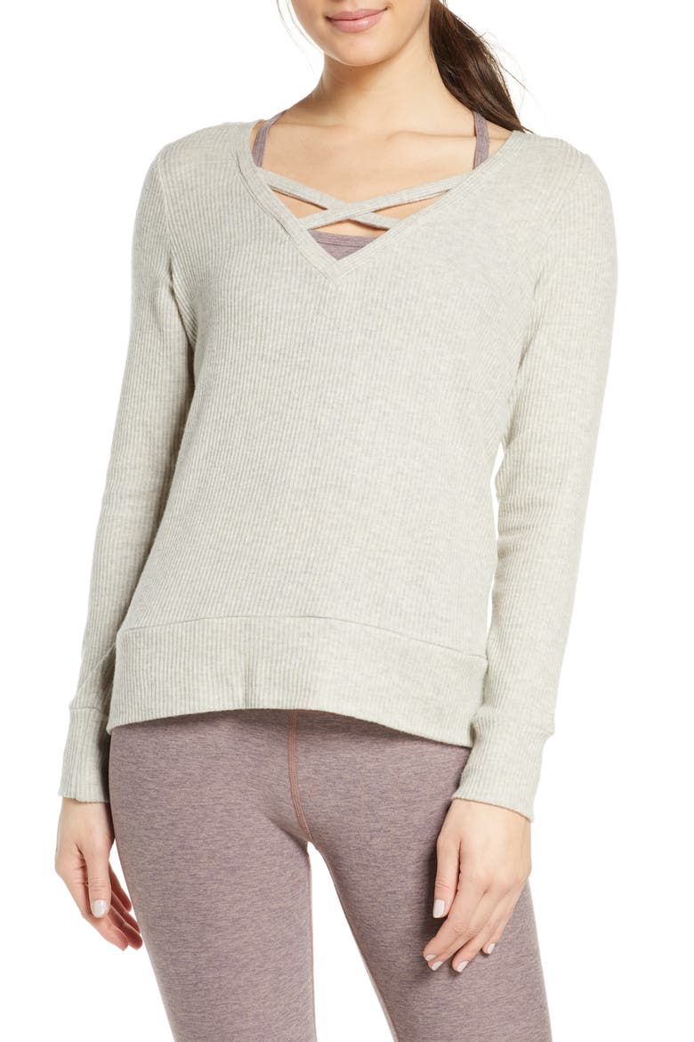 In Line Reversible Ribbed Pullover, Alternate, color, OATMEAL HEATHER