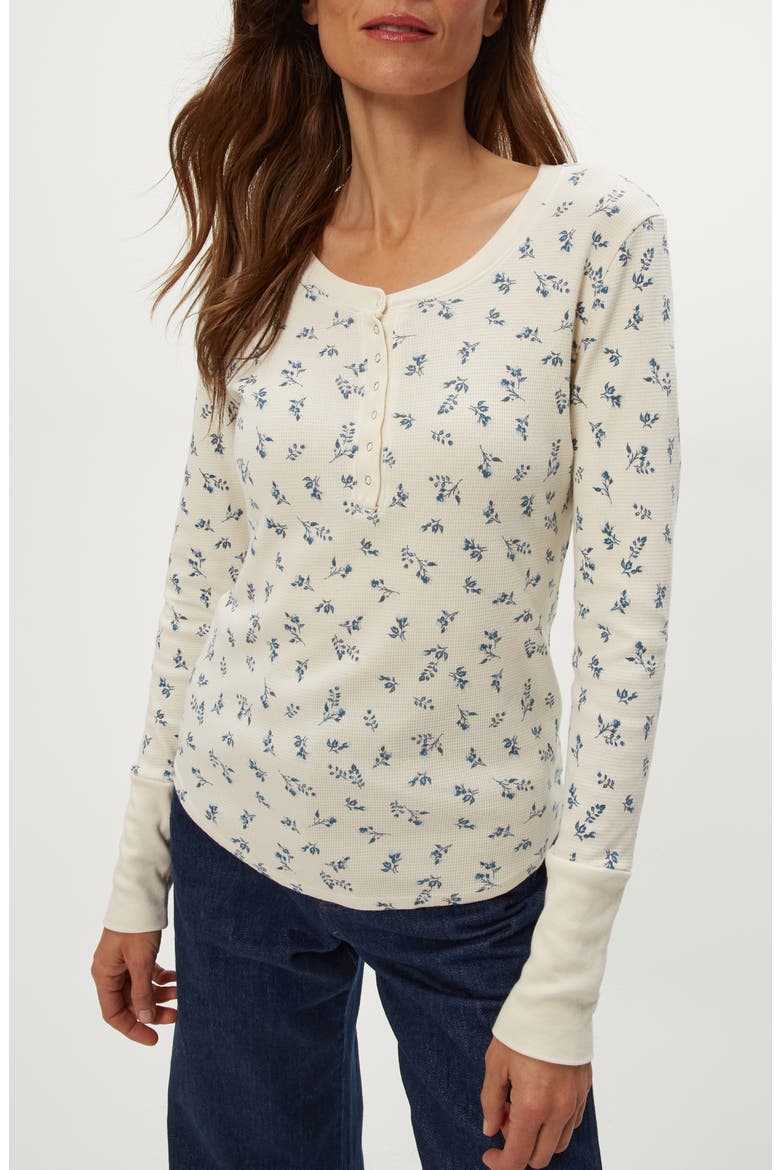 Regan Floral Waffle Knit Henley, Alternate, color, CHALK