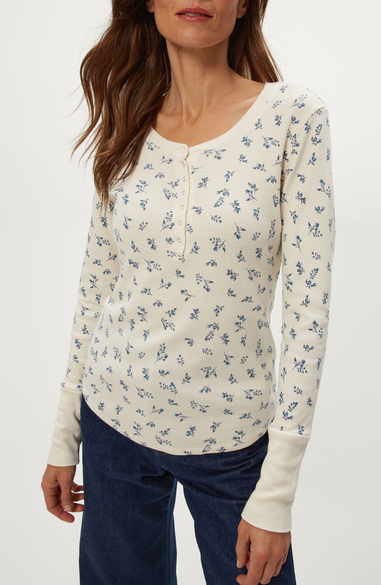 Michael Stars Regan Floral Waffle Knit Henley, Alternate, color, Chalk