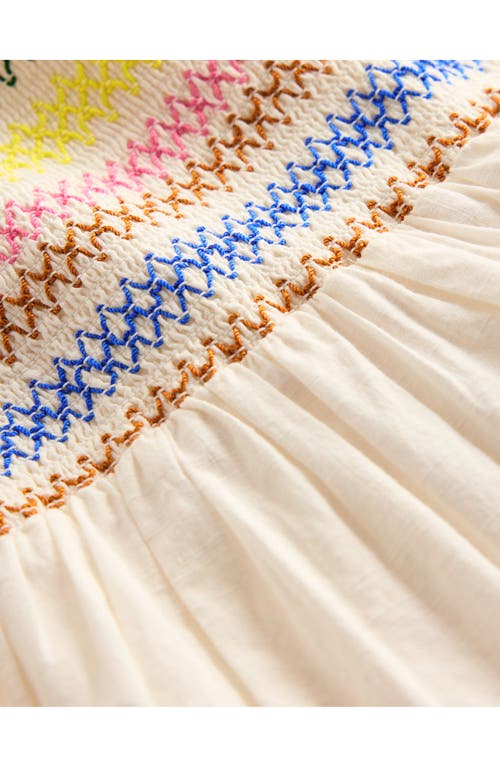 Mini Boden Kids' Odette Smocked Bodice Tiered Cotton Sundress In Multi