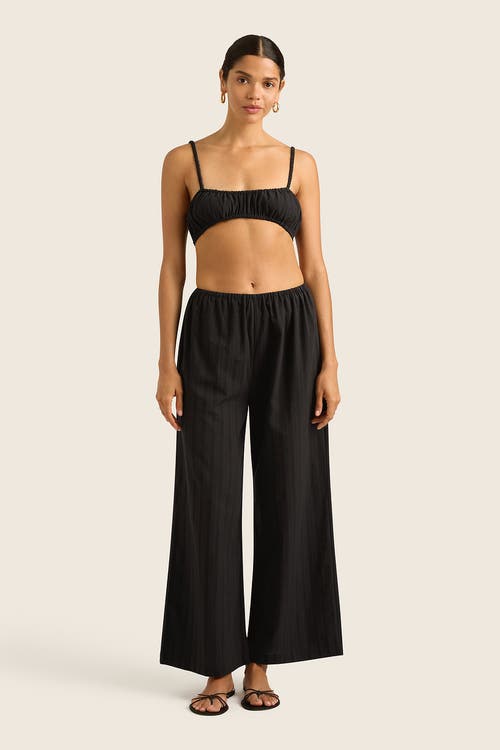 Hope And May Nia Cotton Linen Wide Leg Pant In Ink