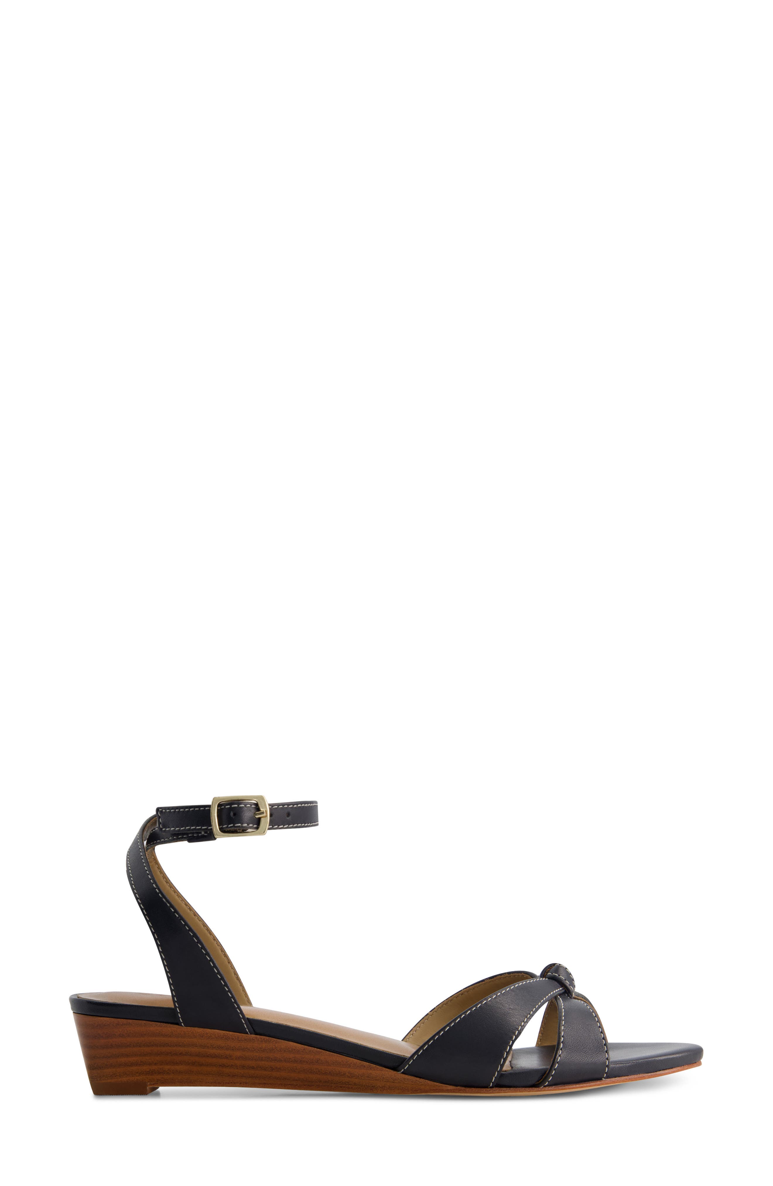 Bernardo Footwear Garcel Ankle Strap Wedge Sandal, Alternate, color, Navy Antique Calf