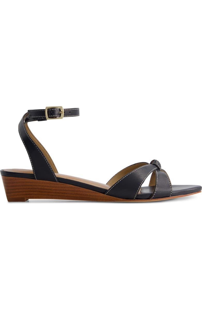 Bernardo Footwear Garcel Ankle Strap Wedge Sandal, Alternate, color, Navy Antique Calf