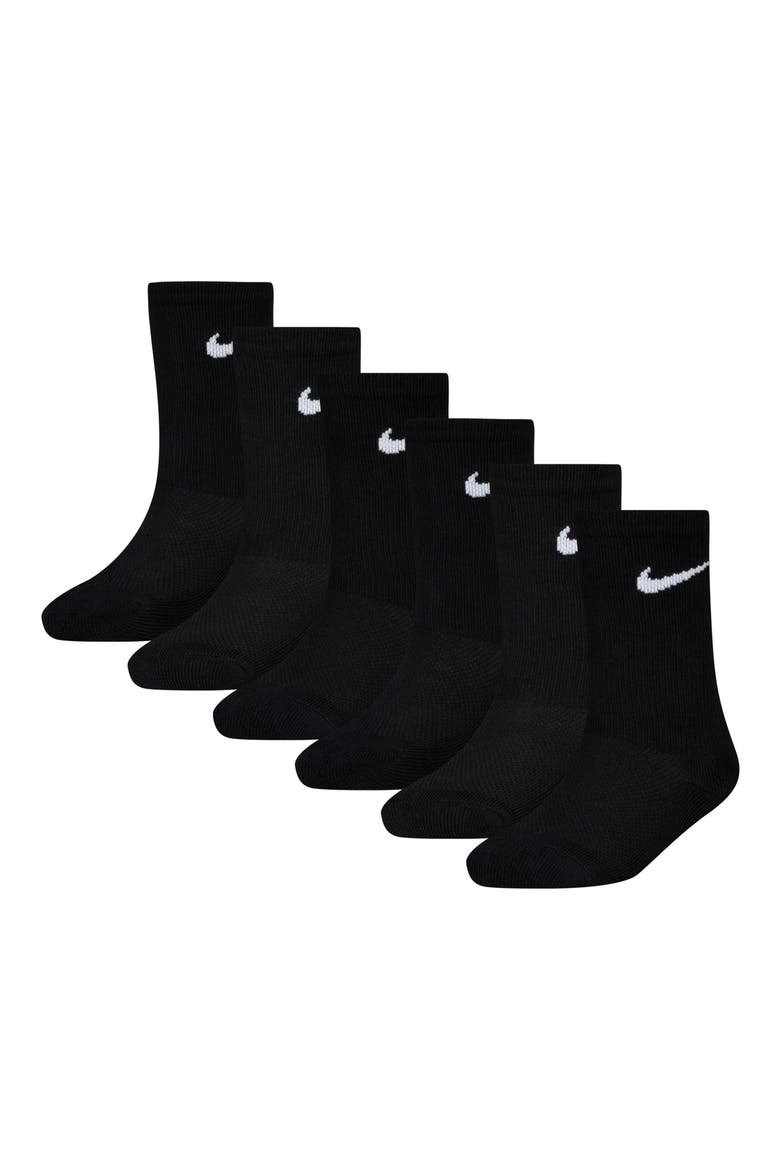Mesh Cushioned Crew Socks - Pack of 6, Main, color, BLACK