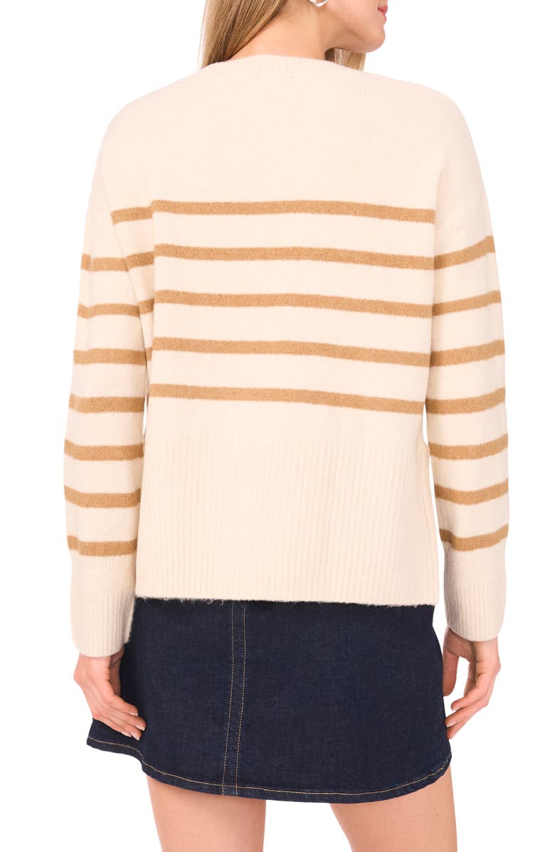 Vince Camuto Side Slit Stripe Sweater, Alternate, color, Birch