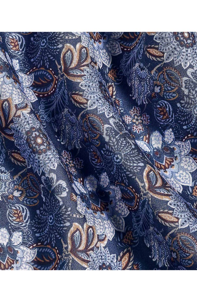 David Donahue Floral Cotton Button-Up Shirt, Alternate, color, Navy/ Brown