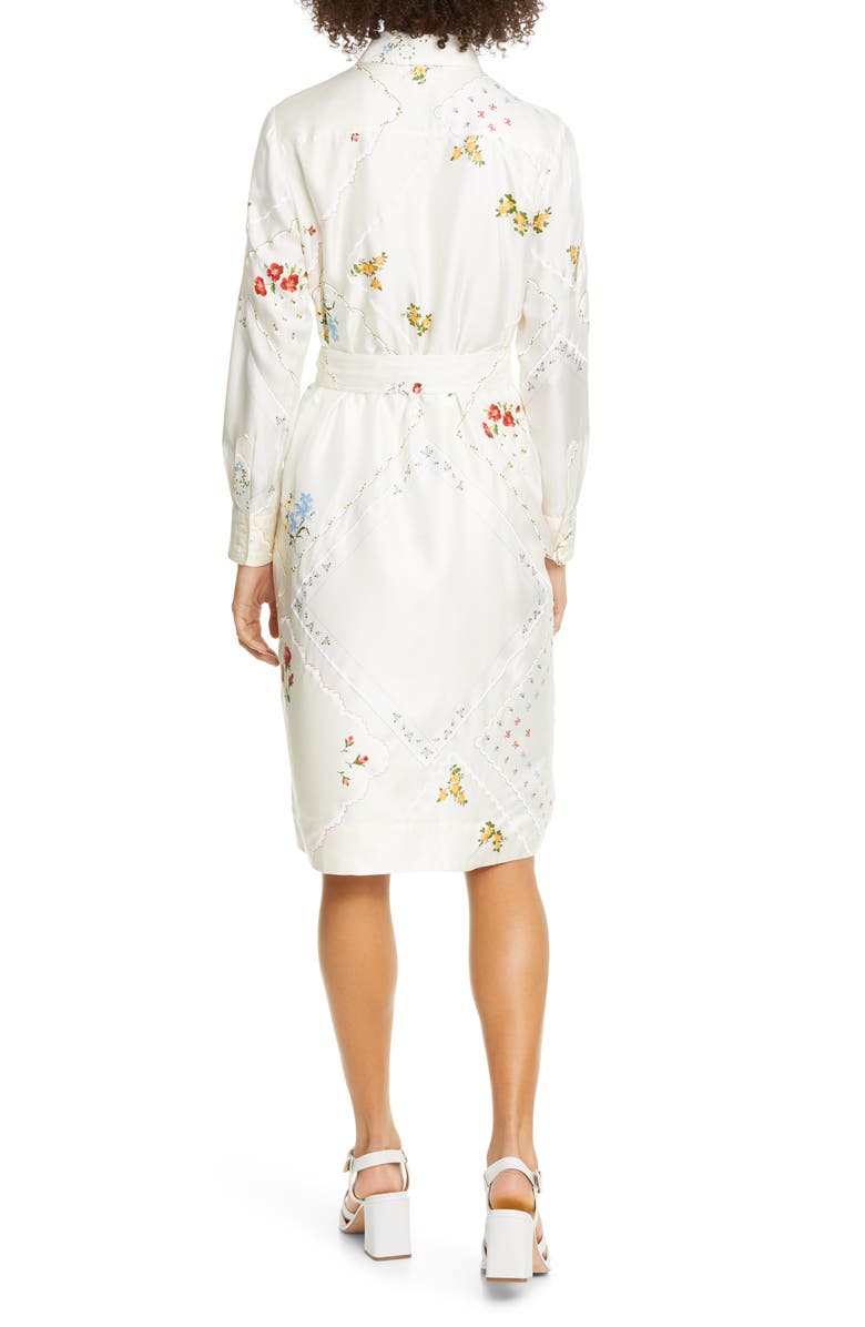Tory Burch Long Sleeve Floral Silk Shirtdress, Alternate, color,