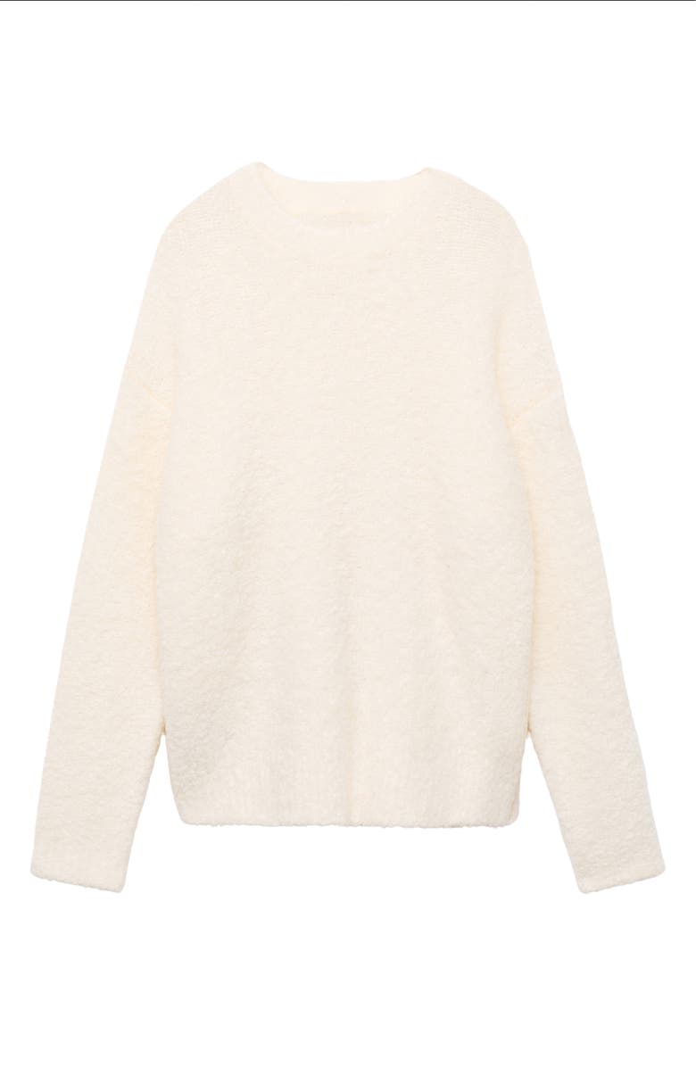 MANGO Bouclé Effect Pajama Sweater, Alternate, color, Ivory White