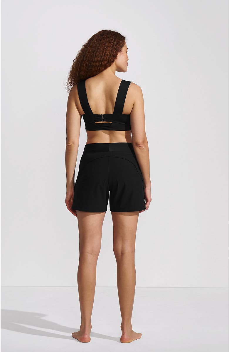 Lands' End 5" Quick Dry Elastic Waist Board Shorts Swim Cover-up Shorts with Panty, Alternate, color, Black