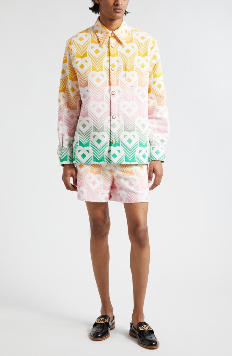 Casablanca Gradient Heart Terry Cloth Shorts, Alternate, color, 