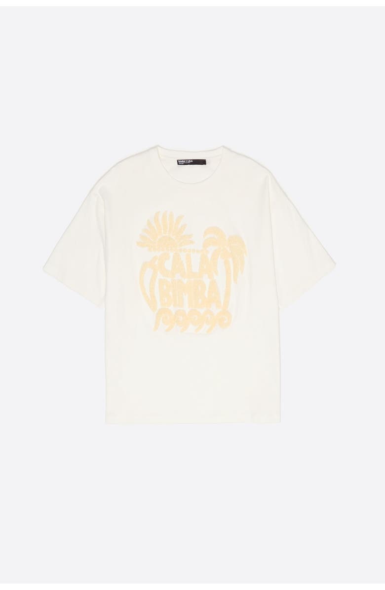 Bimba y Lola Toweling Logo T-Shirt, Alternate, color, Ivory