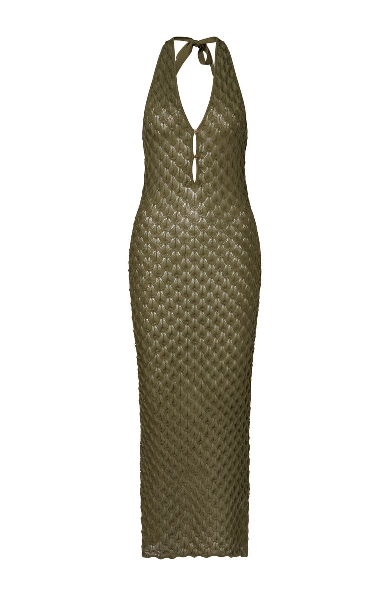 Malina Esra Knitted Halterneck Maxi Dress, Alternate, color, Dusty Olive