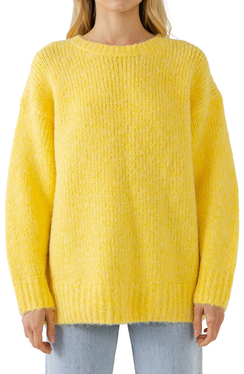 Free the Roses Oversize Crewneck Sweater, Main, color, Yellow