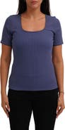 CYRUS Scallop Trim Short Sleeve Ribbed Top