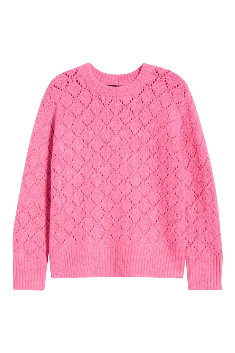 Vitosha Pointelle Crewneck Sweater, Alternate, color, FUCHSIA