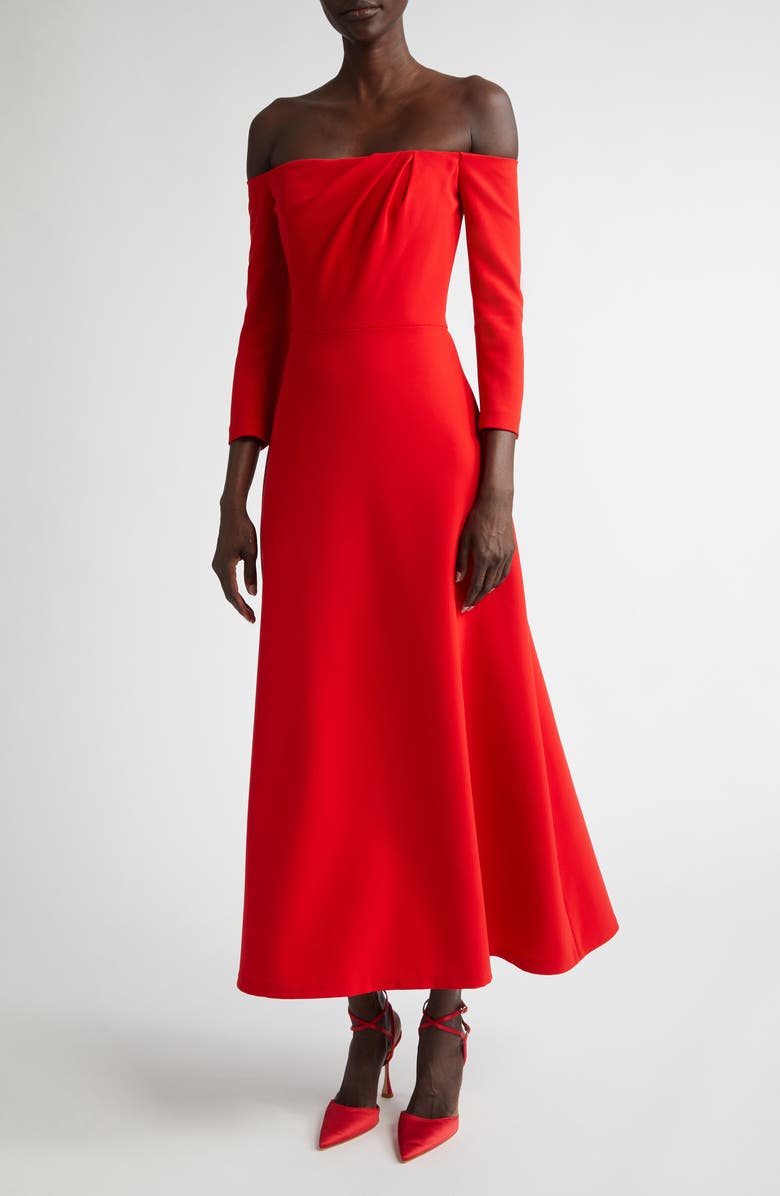 Carolina Herrera Off the Shoulder Midi Dress, Main, color, 